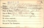Voter registration card of Ruth Hall Barnum, Hartford, October 12, 1920