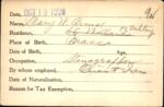 Voter registration card of Mary W. Arms, Hartford, October 13, 1920