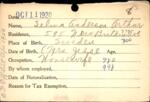 Voter registration card of Selma Anderson Arthur, Hartford, October 11, 1920