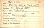 Voter registration card of Edith Clark Ashwell, Hartford, October 16, 1920