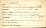 Voter registration card of Annie C. Nickerson Aube, Hartford, October 16, 1920