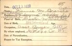 Voter registration card of Fannie M. Branche (Austin), Hartford, October 13, 1920