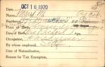 Voter registration card of Mary M. Aycot, Hartford, October 16, 1920