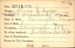 Voter registration card of Bessie N. Ayres, Hartford, October 12, 1920