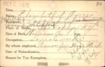 Voter registration card of Elizabeth S. Ayres, Hartford, October 9, 1920