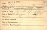 Voter registration card of Alice Jessum Barnard, Hartford, October 13, 1920