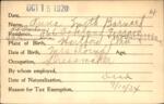 Voter registration card of Anna Smith Barnard, Hartford, October 15, 1920