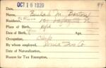 Voter registration card of Beulah M. Barton, Hartford, October 16, 1920