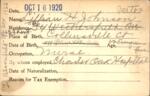 Voter registration card of Lillian H. Johnson, Hartford, October 16, 1920