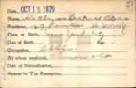 Voter registration card of Kathryn Beatrice Bass, Hartford, October 15, 1920