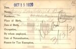 Voter registration card of Mary E. McGoldrick Bates, Hartford, October 15, 1920