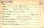 Voter registration card of Irene E. Beach, Hartford, October 13, 1920