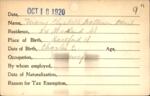 Voter registration card of Mary Elizabeth Batterson Beach, Hartford, October 18, 1920
