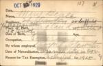 Voter registration card of Mary Beale, Hartford, October 14, 1920