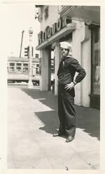 Picture of James Andrini taken in front of a liquor store in San Francisco in 1941
