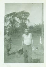 Bernard Horowitz; at a softball game; Feudenheim, Germany; August, 1945