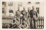 left to right, front: Erickson and Harris back: John T. W. Lawrence, Snapp, Walch and Rinehart Korbach, Germany May 1945