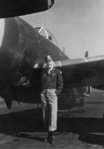 Ernest Treff with a P-47M in Boxted, England, 1945.