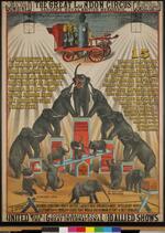 Poster: "Fifteen Trained  Elephants in Towering Pedestal Pyramid"
