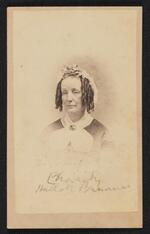 Photograph: Charity Barnum (Mrs. P. T. Barnum) wearing ringlets, and crossed white collar