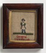 Needlework: Embroidered picture of "General Tom Thumb"