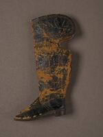 Textile: Miniature tall boot belonging to Charles S. Stratton (side view)