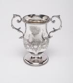 Physical object: Spoon holder with engraved initials of P. T. Barnum 