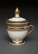 Dinnerware: Custard cup with lid, belonging to P. T. Barnum (side view)