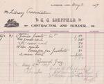 To G. G. Sheffield, Dr. Contractor and Builder. 1907.