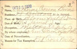 Voter registration card of Catherine Crosson Burns, Hartford, October 15, 1920