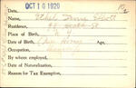 Voter registration card of Ethel Irvine Elliott, Hartford, October 16, 1920