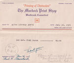 Receipt from The Murdock Print Shop. 1926.